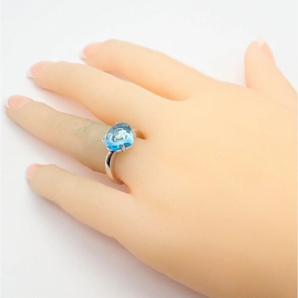 Authentic! Bulgari 18k Whtie Gold Mediterranean Eden Blue Topaz Ring Size 6 - Picture 7 of 14